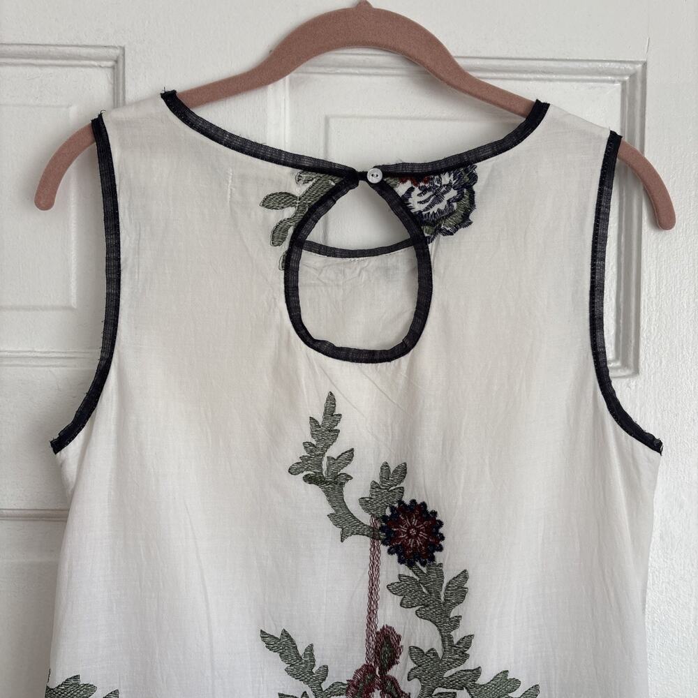 Max Studio 100% Cotton Boho Floral Embroidered Shift Dress Summer Artsy | L - Picture 8 of 11